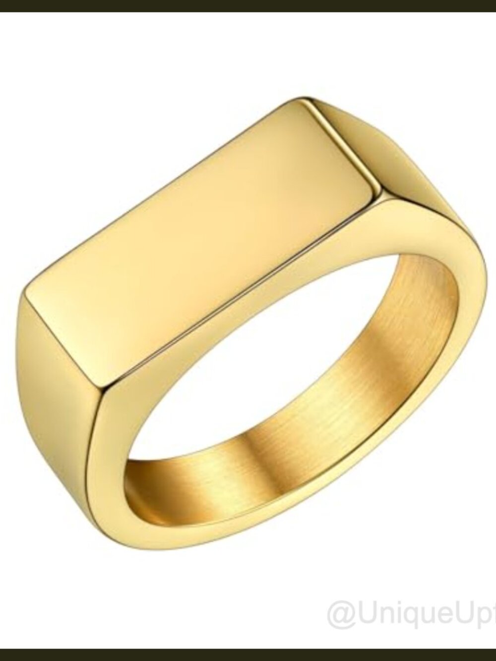 Stainless Steel Signet Ring Flat Top Engravable Men's Statement Jewelry